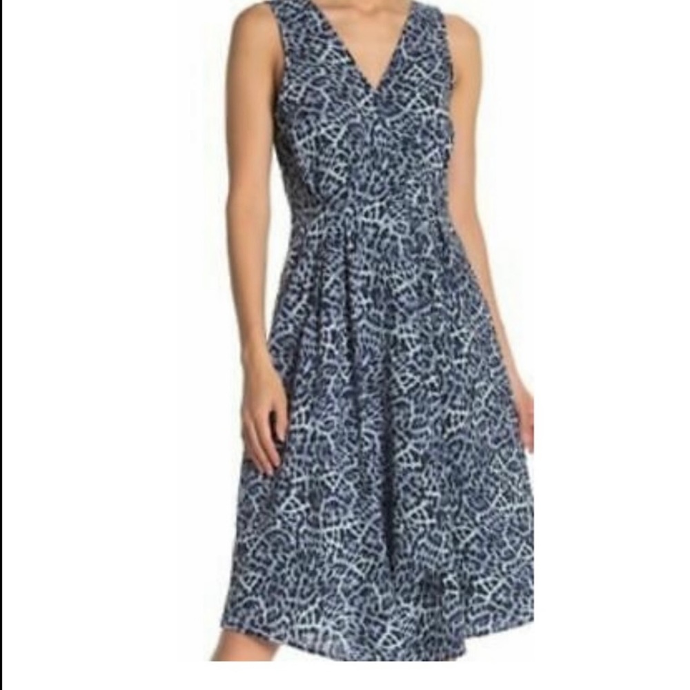 NWT Beach Lunch Lounge Anais Blue Leopard Print Faux Wrap Dress Small